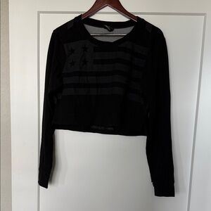 Reebok Black Star Stripe Crop Top
